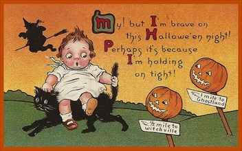 Vintage Postcard - Halloween Cartoon -31st October