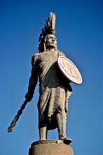 Statue of Cuauhtémoc on the Paseo de los Heroes in Tijuana, Mexico. Cuauhtémoc was the Aztec ruler of Tenochtitlan from 1520 to 1521, making him the last Aztec Emperor. The name Cuauhtemoc means "one ...