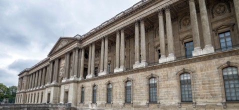 The colonnade of the Louvre Palace in style of classicism France Paris September 2017