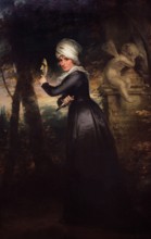 Sarah Siddons (1755-1831). English actress. Mrs Siddons with the Emblems of Tragedy. Painting by SIr William Beechey (1753-1839). Siddons, holding a tragic mask and a dagger, is shown with a monument ...