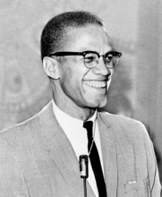 Malcolm X. Portrait of the Muslim human rights activist Malcolm X ( b. Malcolm Little, 1925-1965), 1964