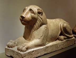 Statue of a lion, Stone / limestone, 55.8 x 29 x 95 cm, 300–642 CE, Late Roman Period ,Byzantine Period,  Egypt (Museo Egizio di Torino Italy)