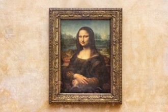 Paris, France - March 18, 2018: Mona Lisa, also known as La Gioconda or La Joconde,16th-century portrait painted in oil by Leonardo da Vinci in Floren