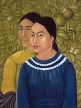 Frida Kahlo. Painting entitled "Dos Mujeres (Salvadora y Herminia)" by the Mexican artist, Frida Kahlo de Rivera (1907-1954), 1928