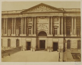 Façade of the Perrault colonnade at the Louvre, 1st arrondissement, Paris, Baldus, Edouard, Photographer, Array, Photography, salted paper print, Paris, Dimensions - Work: Height: 33.2 cm, Width: 43.5...