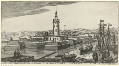 Telic OP Fort Weichselmünde, Aegidius Dickmann, 1625 print  print maker: Danzig (possibly)publisher: Amsterdam (possibly) paper etching city-view, and landscape with man-made constructions. fortress. ...