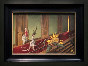 Paris, France - 11 09 2024: Surrealism exposition. Eine Kleine Nachtmusik painted by Dorothea Tanning