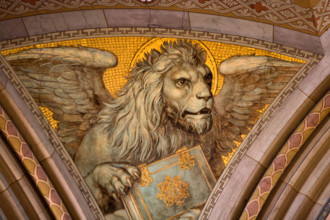 winged lion with book painting church