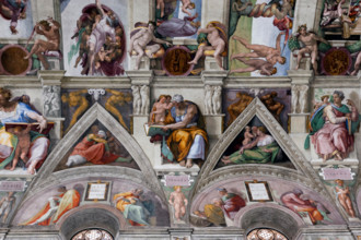 The Sistine Chapel ceiling, painted by Michelangelo