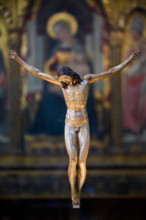 Florence. Italy. Museo Nazionale del Bargello. Wooden Crucifixion (ca.1495) attributed to Michelangelo.