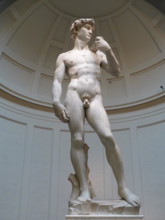 Statue of David by Michelangelo Buonarroti carved from one piece of marble rock