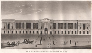 PARIS: Colonnade du Louvre telle qu'elle étoit en 1789. Aquatint, print 1808