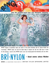 1959 British Christmas advertisement for Bri-Nylon from British Nylon Spinners Limited.