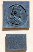 Commemorative plaque Giacomo Casanova at Duchcov Castle, Duchcov, Czech Republic, Europe