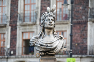 Bust of Cuauhtemoc on Zocalo, the last Aztec emperor, Mexico City, Mexico