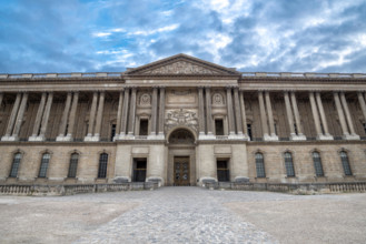 The colonnade of the Louvre Palace in style of classicism France Paris September 2017.