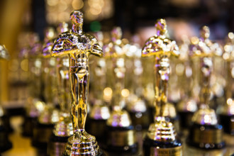 Oscar award. Hollywood, CA/ USA - July 26, 2018: golden award or trophy in a souvenir store on Hollywood Boulevard. Success and victory concept