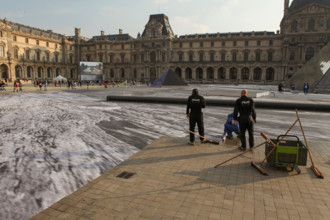 The street artist JR transforms the courtyard of the Louvre. For the 30th anniversary of the Louvre Pyramid, from March 26 to March 31, 2019 by instal