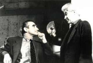 Martin Scorsese and Alain Resnais during filming Gershwin, 1990s