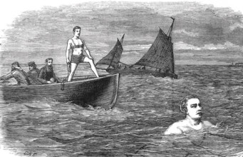 MATTHEW WEBB (1848-1883) English sailor swimming the English Channel 12 August 1875