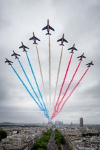 The Patrouille de France, French Air Force aerobatic group, during the 14th of July 2019 French National Day celebrations in Paris, France