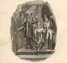 George Cruikshank - Vidocq escaping by means of the Fosse Family.