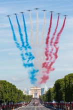 A snapshot from the French National Day parade, held on July 14, 2017. The parade is one of the country's most significant national celebrations, showcasing military strength, patriotism, and national...