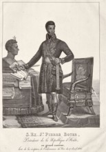 His Excellency Jean Pierre Boyer, President of the Republic of Haiti, in full costume, during the reception of the King's ordinance of April 17, 1825