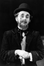 Sylvester McCoy (Erik Satie) in SATIE DAY / NIGHT by Adrian Mitchell at the Lyric Hammersmith Studio, London W6  1986  design: Tom Phillips  lighting: Dave Horn  director: Richard Williams