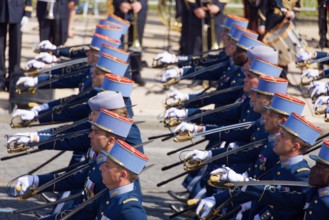 Paris, France. 14th July, 2024. Celebration of Bastille Day, the French National Day on Sunday July 14, 2024 with the military parade from Avenue Foch, in the presence of the French President Emmanuel...