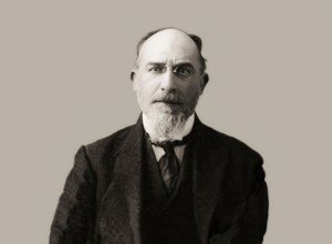 Erik Satie, 1866 – 1925, a French composer and pianist, portrait digitally edited according to a photography
