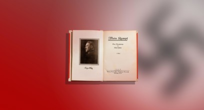 First edition of the book Mein Kampf from 1925 - a historically significant, ideologically influenced work with controversial content for the 100th an