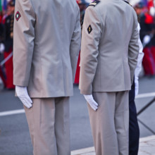 Tours, France. 13th July, 2013. Army officials in front of the town hall or Hotel de Ville of Tours for the Bastille Day celebrations on the 14th July in Tours, France, on Saturday July 13th, 2013 Cre...