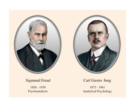 Sigmund Freud Carl Gustav Jung Portrait Modern Illustration