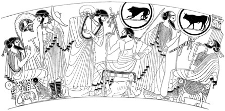 Greek Costumes. Vase painting, painted by Brygos