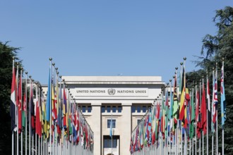 Palace of United Nations in Geneva, Switzerland. It has served as the home of the United Nations Office at Geneva since 1946