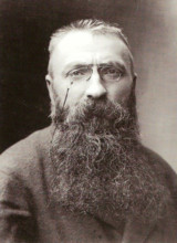 This photograph by Nadar captures the French sculptor Auguste Rodin in 1891, one of the most famous artists of the late 19th century. His works revolutionized sculpture with a focus on expressive deta...