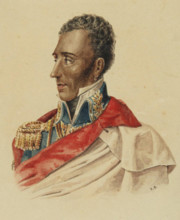 English: Portrait of President Jean-Pierre of Haiti and of the entire island of Hispaniola during his regime at the height of his career wearing a epaulette on his military attire signifying an elite ...