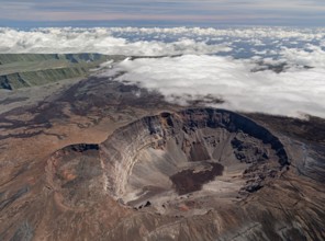 Aerial view of the volcano Piton de la Fournaise at island La Reunion