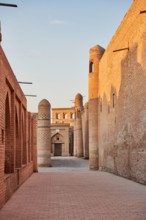 typical buildings in the alleys of the old town Itchan-Kala, Khiva, Uzbekistan, Central Asia