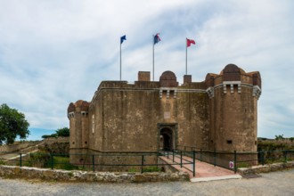 Saint-Tropez, France - June 11, 2019 : Tourists visiting the Citadel in St Tropez, an amazing piece of architecture and offers great views of the town