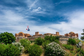 Tourists visiting the Citadel in St Tropez, an amazing piece of architecture and offers great views of the town and bay beyond.