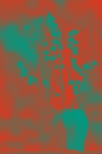 Abstract pop art flower in spring red and red turquoise trendy tinted colors. Lily of the valley. Toned feshenny floral background in red blue tones.