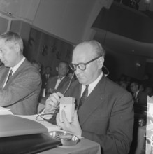 The congress of the SAI in Amsterdam. The French leader Guy Mollet, September 4, 1963, congresses, The Netherlands, 20th century press agency photo, news to remember, documentary, historic photography...