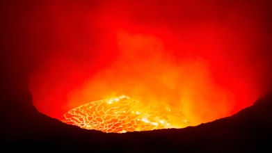 Mount Nyiragongo, an active stratovolcano in the Virunga Mountains