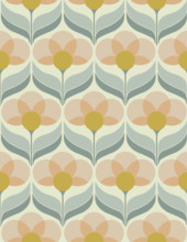 Vector illustration of seamless flower wallpaper in sixties style