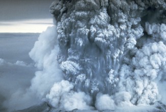 For more than nine hours a vigorous plume of ash erupted, eventually reaching 12 to 15 miles (20-25 kilometers) above sea level. The plume moved eastward at an average speed of 60 miles per hour (95 k...