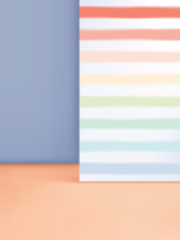 Vector 3D Illustration Minimal Pastel Studio Shot Background with Rainbow Stripe Pattern for Product Display.