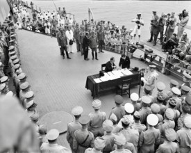 Surrender Ceremony aboard USS Missouri in Tokyo Bay, Japan - September 2, 1945