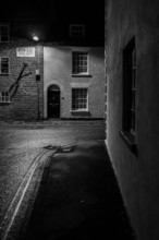 Bridport at night, St Michael's Lane on an Autumn night. Quiet and atmospheric. Night photograph.